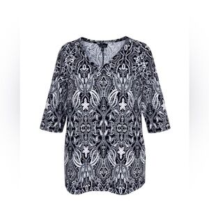 Jones New York Women’s Black and White,Pink Paisley Floral Blouse Size X1 boho